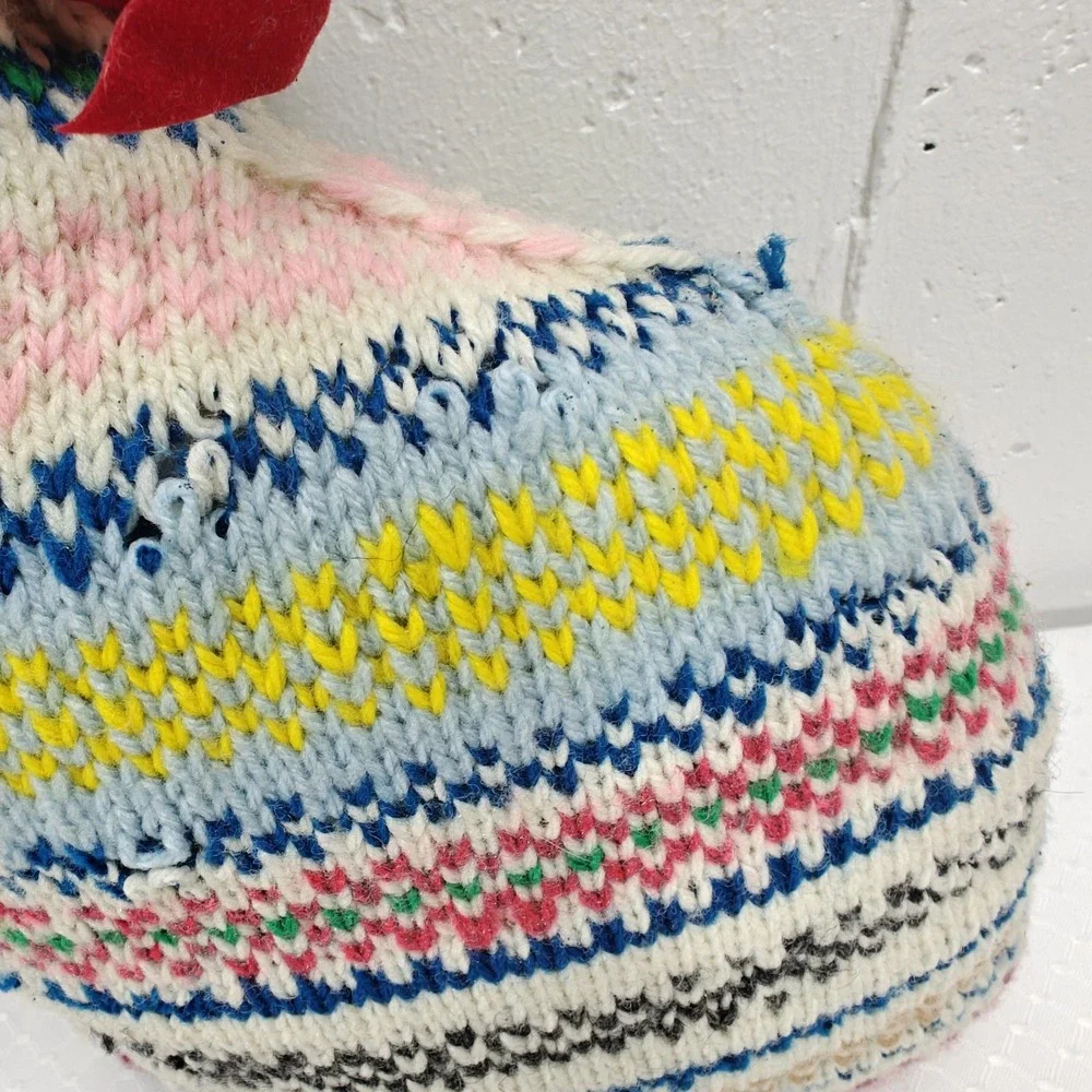 VTG Homemade Knitted‎ Cat Doll Pillow